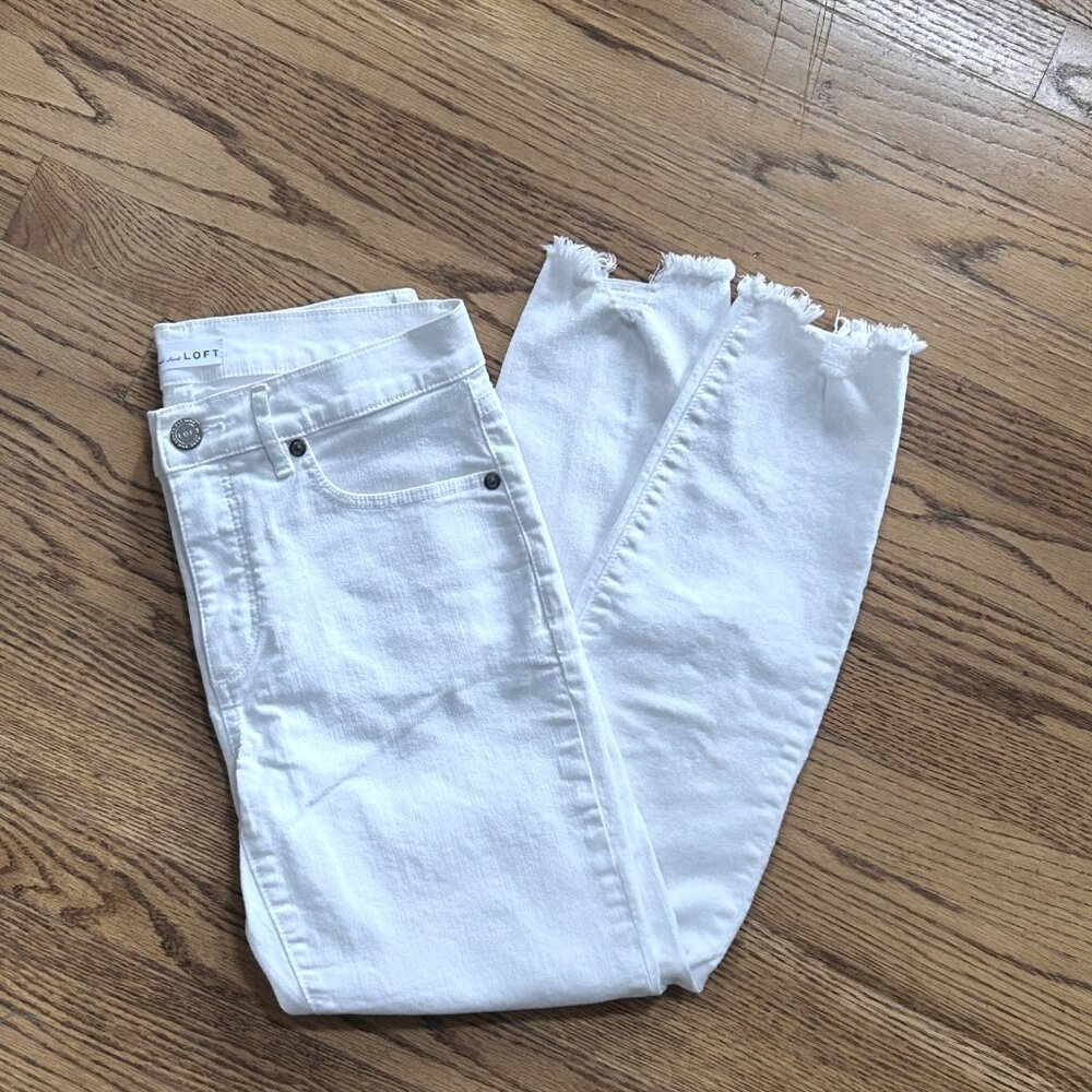 LOFT Ankle Crop Jeans White Denim Sz 4/27